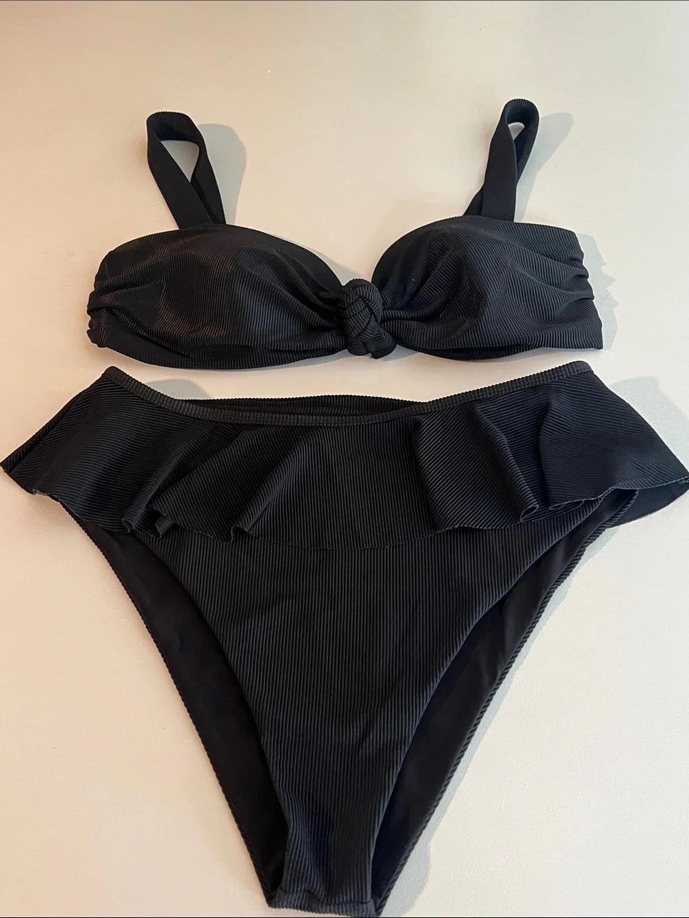 Beach Riot Black Ruffle Knot Bikini Set